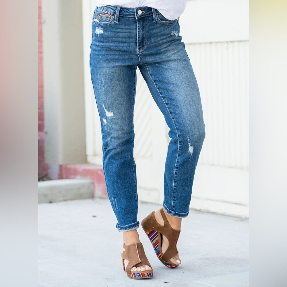 Judy Blue Rainbow Pocket Straight Leg Jeans